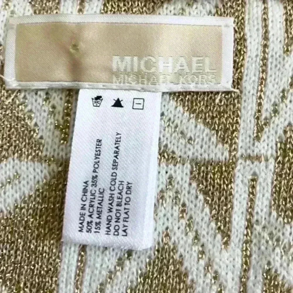 Michael Kors Womens Infinity Scarf Metallic Gold and Cream-NWOT